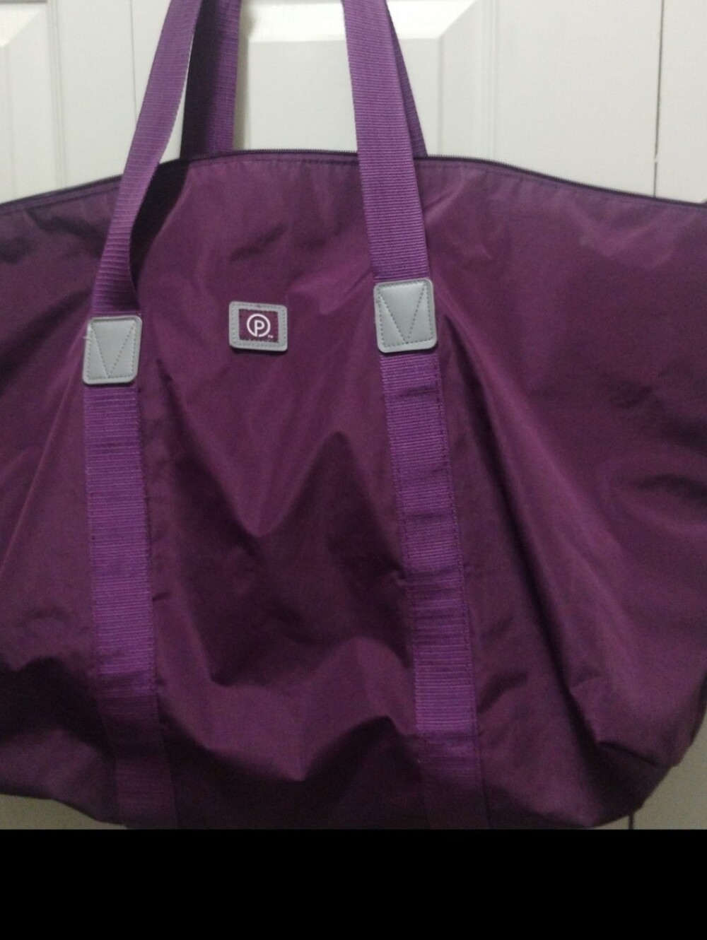 Purple Tote/Exercise/Gym Bag with Logo Patch - Women Bags